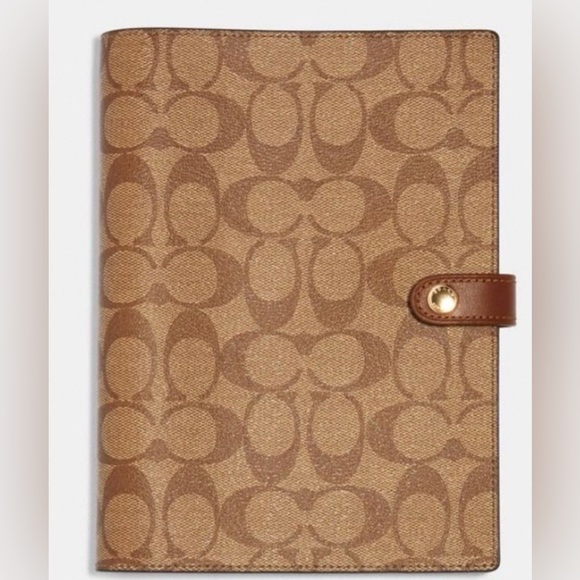 Coach Other - Coach Brown Signature Leather Canvas Notebook
